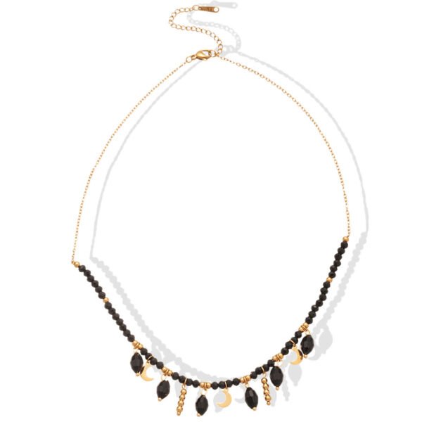 Midnight Fringe Black Crystal Bead Choker Necklace