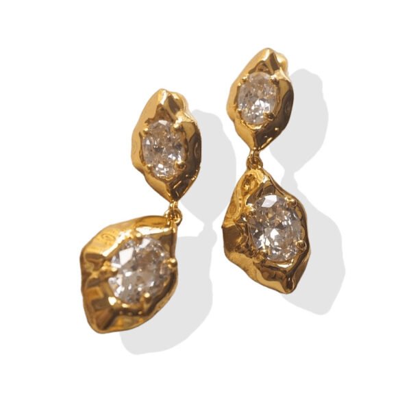 Molten Rock Double Crystal Drop Earrings