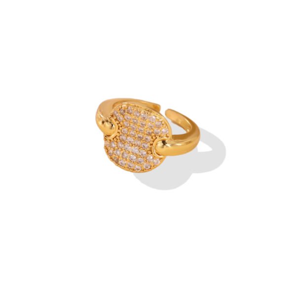 Pavé Disc Signet Zircon Open Ring