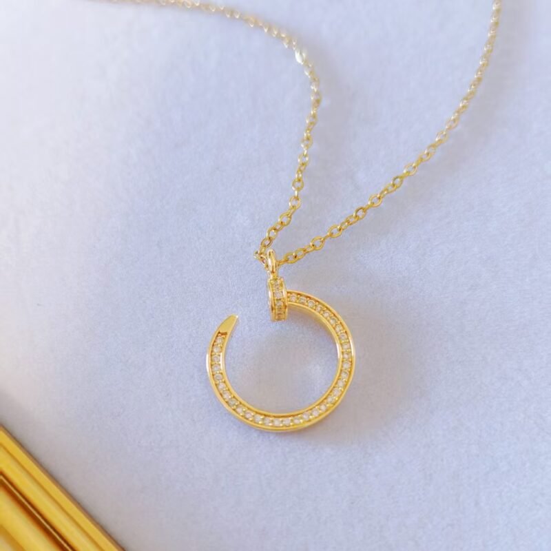 Pavé Nail Circle Pendant Necklace