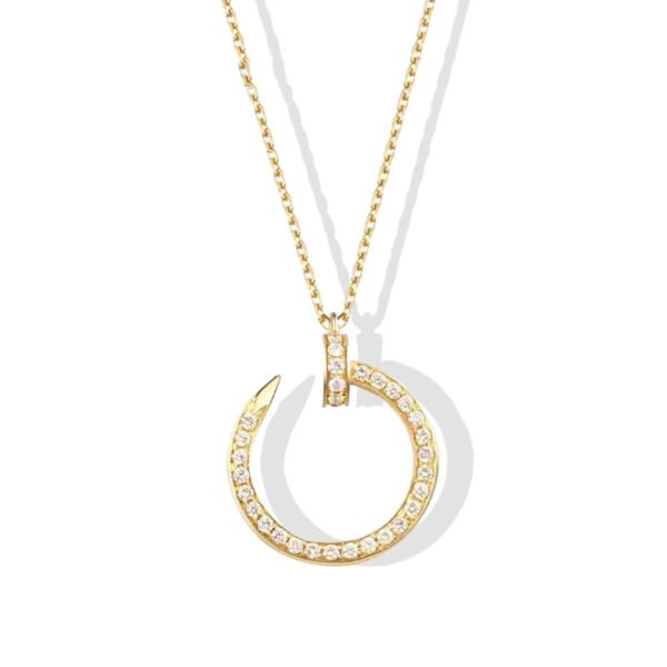 Pavé Nail Circle Pendant Necklace
