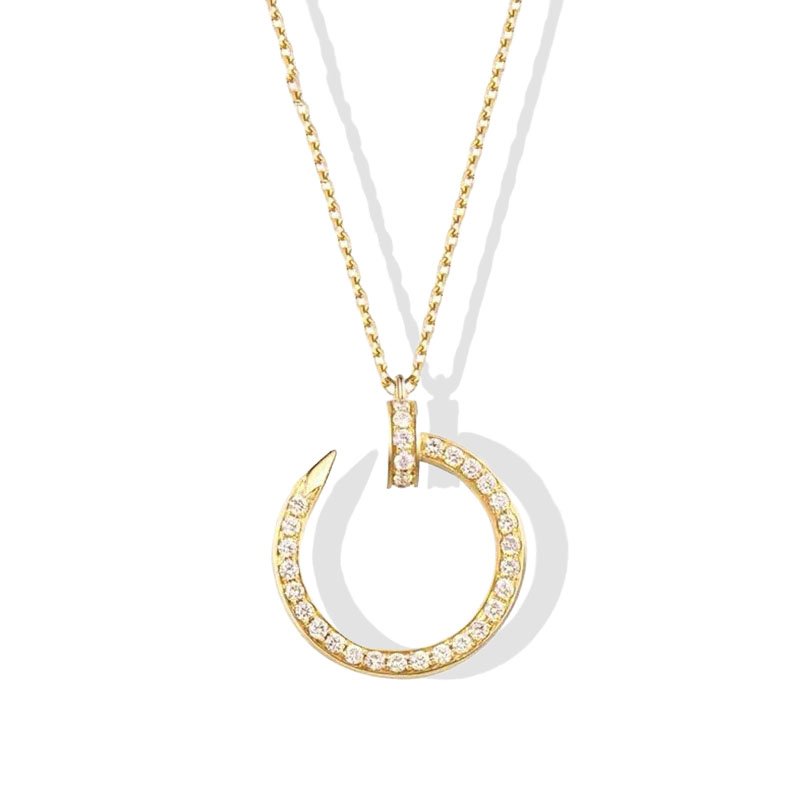 Pavé Nail Circle Pendant Necklace
