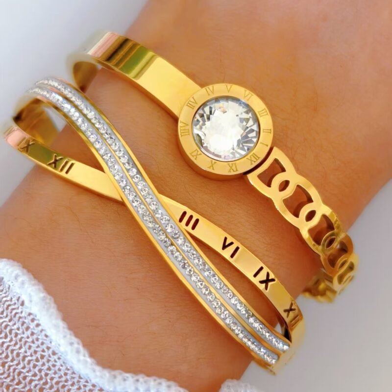 Roman Twist Zircon Bangle