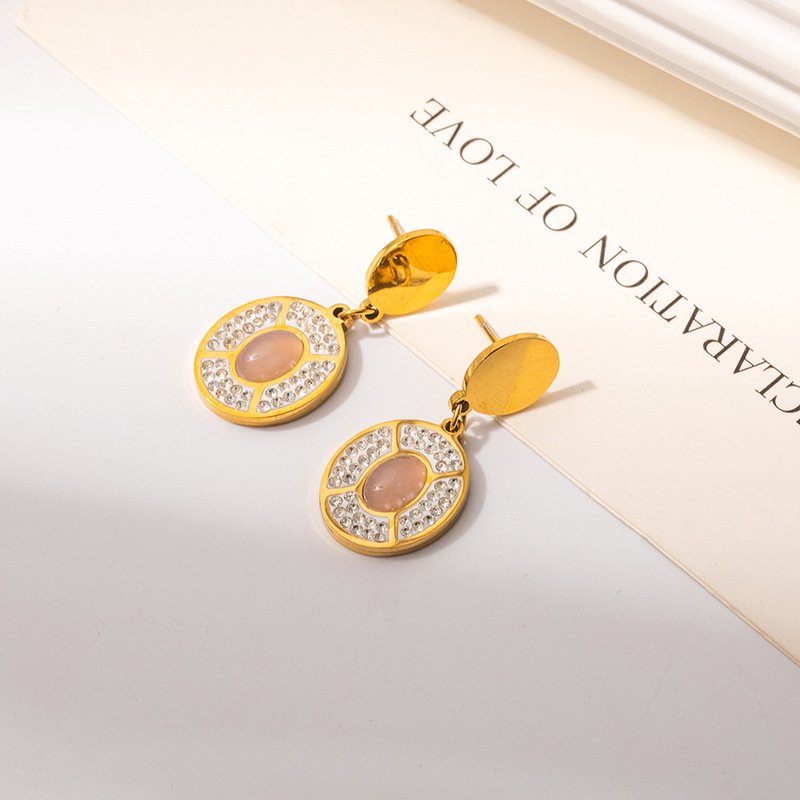 Rose Medallion Drop Earrings - Image 2