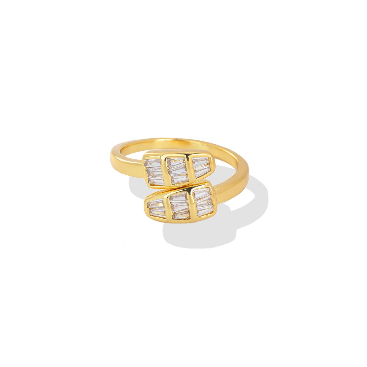 Serpentine Gold Zircon Bypass Ring