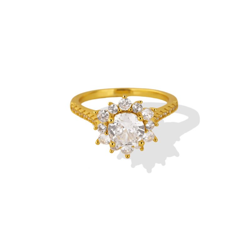Sunburst Floral Halo Zircon Statement Ring