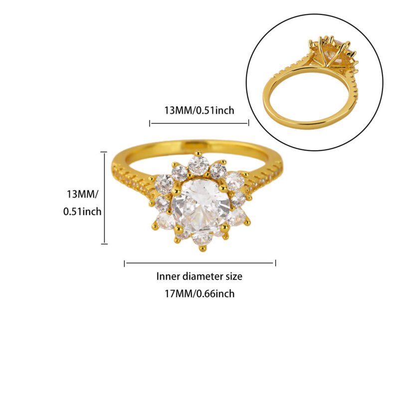 Sunburst Floral Halo Zircon Statement Ring