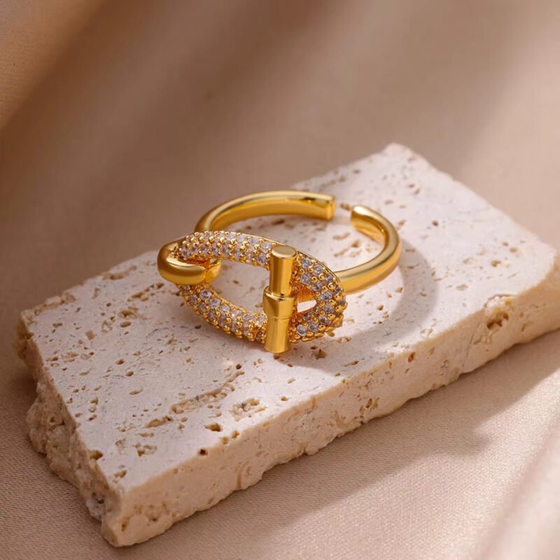 T-Lock Pavé Zircon Chain Link Open Ring