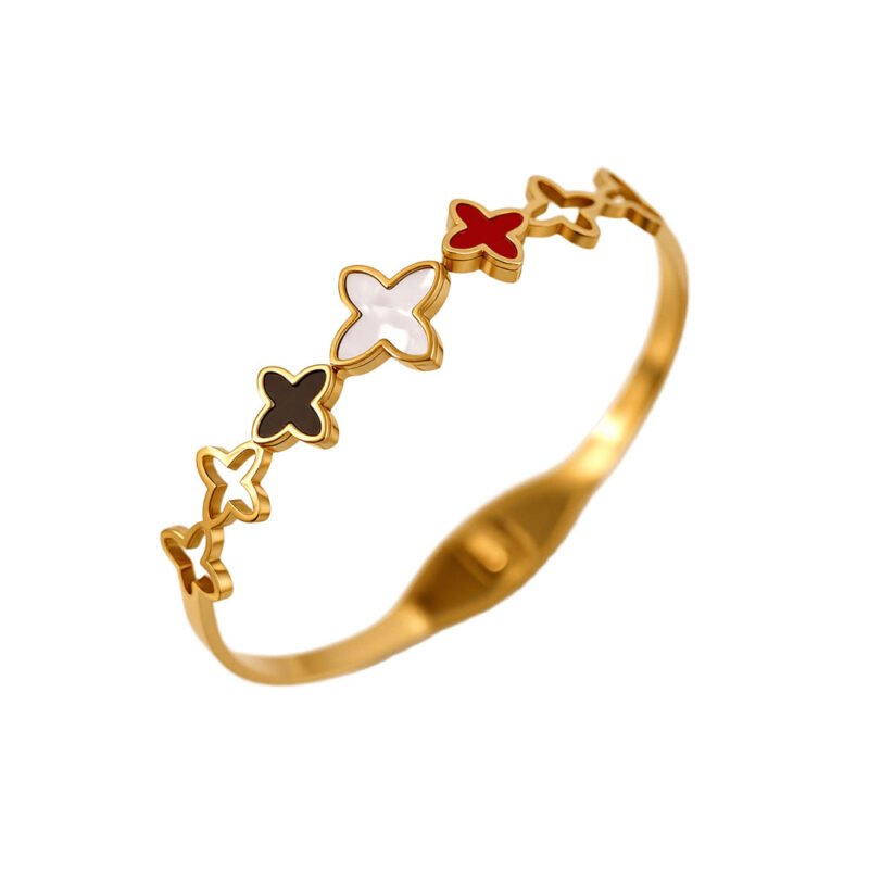 Tricolor Star Clover Bangle