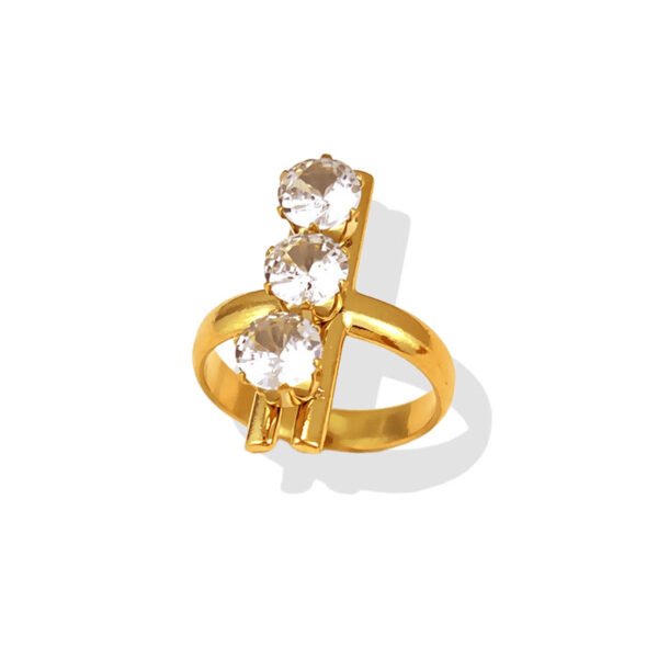 Triple Stone Vertical Bar Zircon Ring