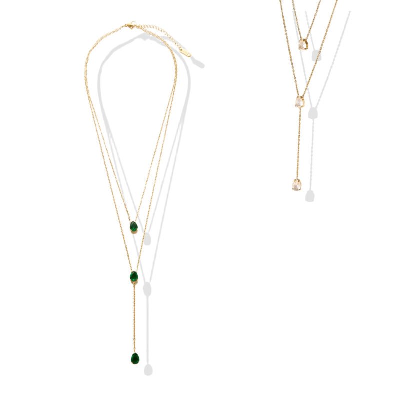 Twin Drop Layer Necklace