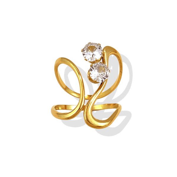 Twin Stone Fluid Sculpture Open Ring