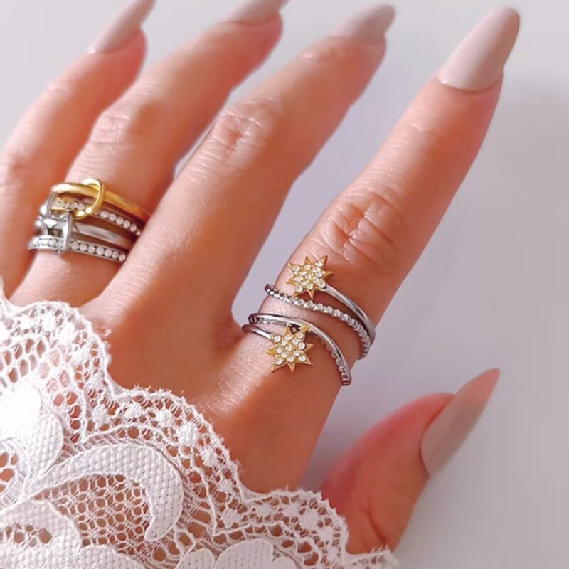 Twin Sunburst Cuff Ring