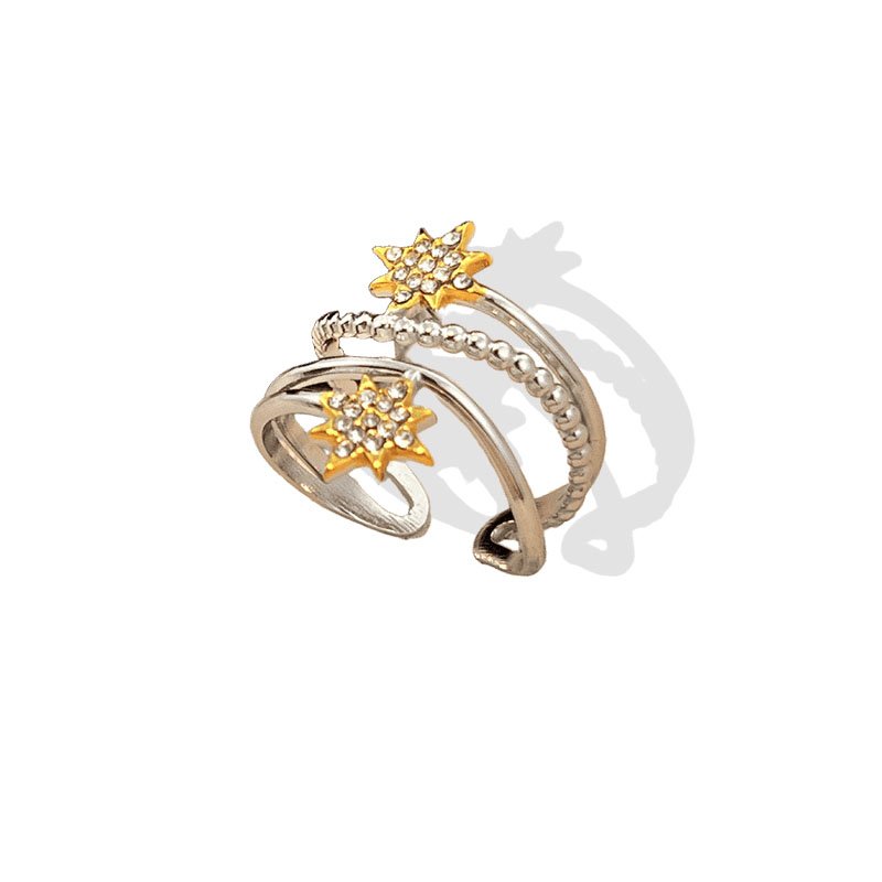 Twin Sunburst Cuff Ring