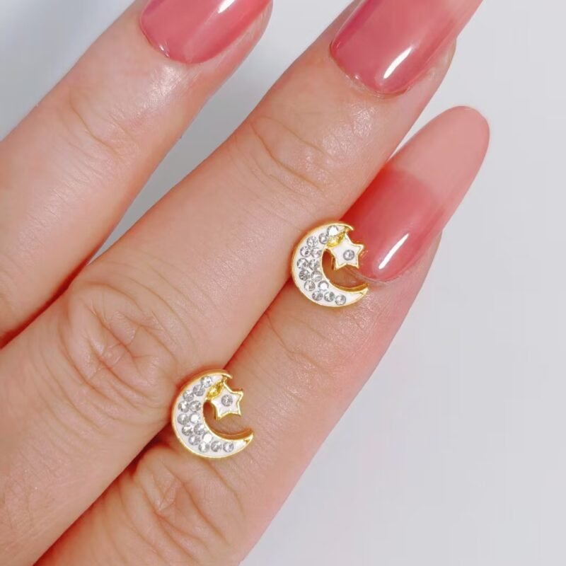 Celestial Moon & Star Stud Earrings