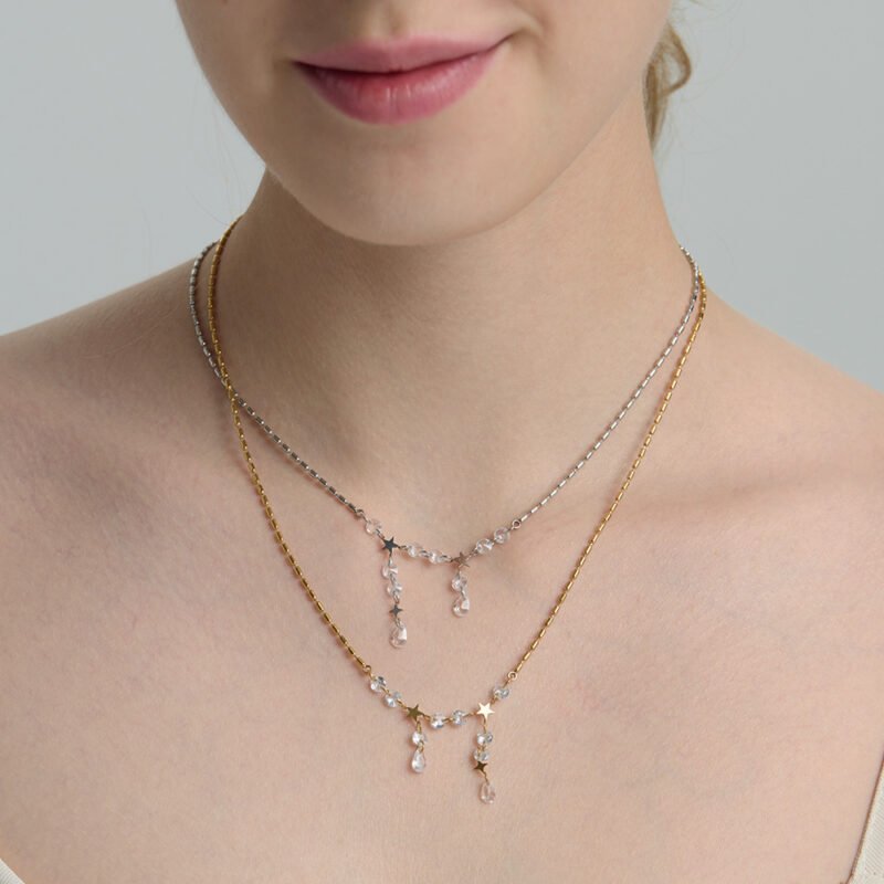 Crystal Bead Star Tassel Necklace