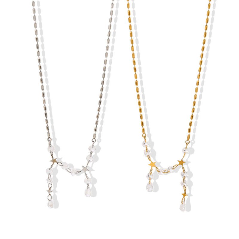 Crystal Bead Star Tassel Necklace