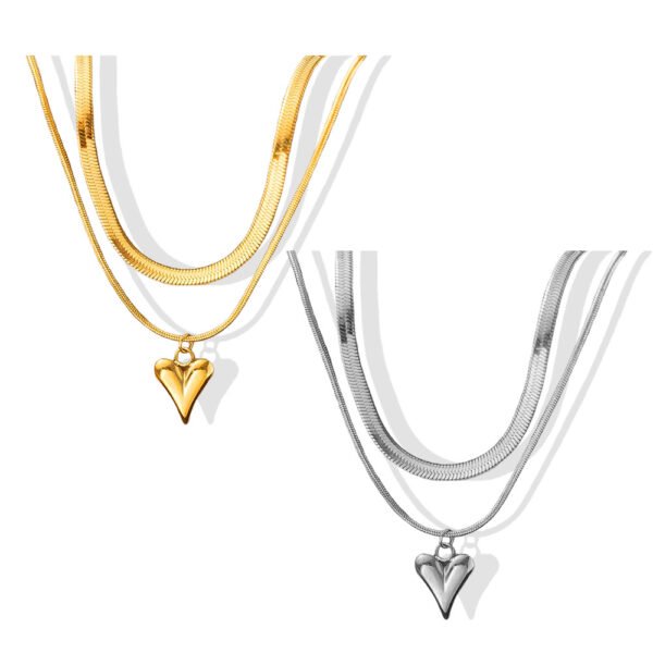 Double Serpent Heart Necklace
