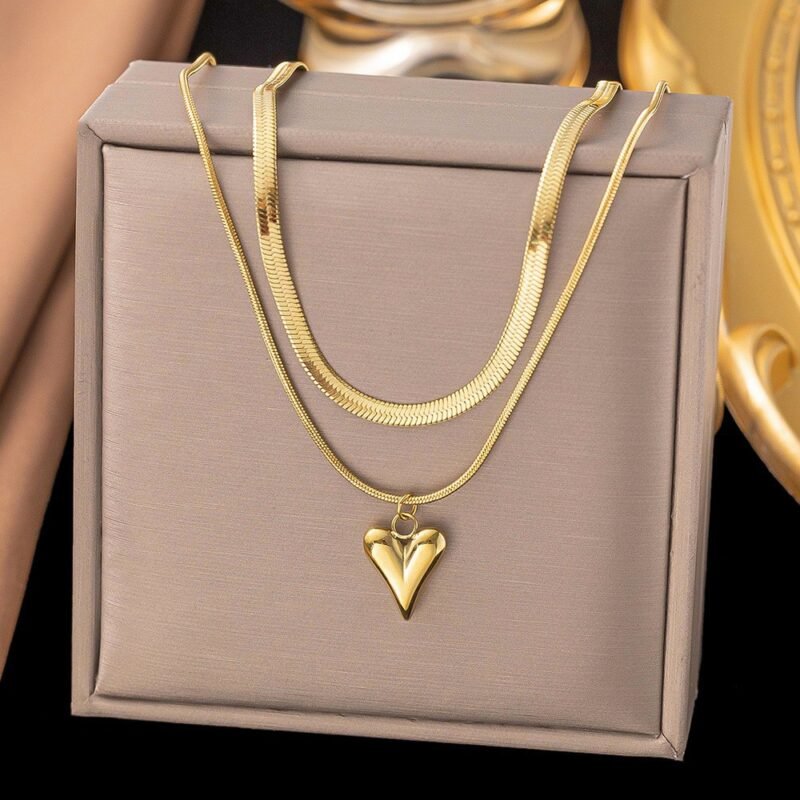 Double Serpent Heart Necklace