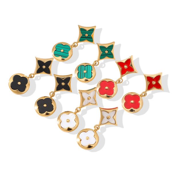 Dual Clover Drop Earrings