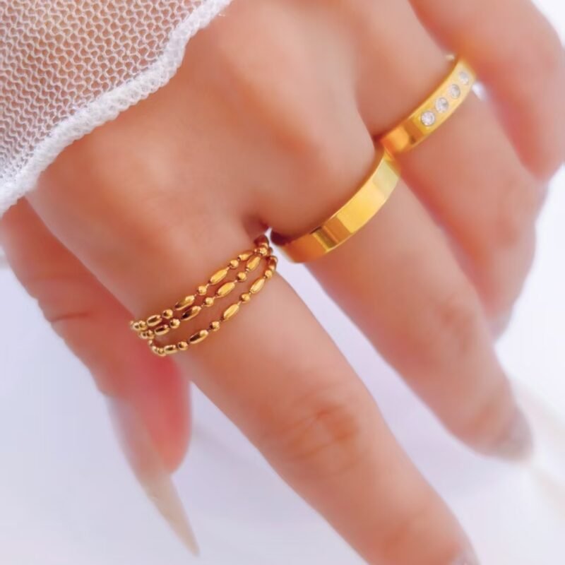 Gold Bead Chain Wrap Ring