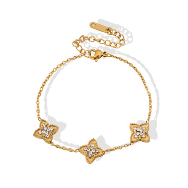 Gold Clover Zircon Bracelet