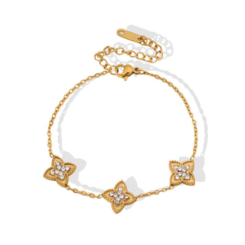 Gold Clover Zircon Bracelet