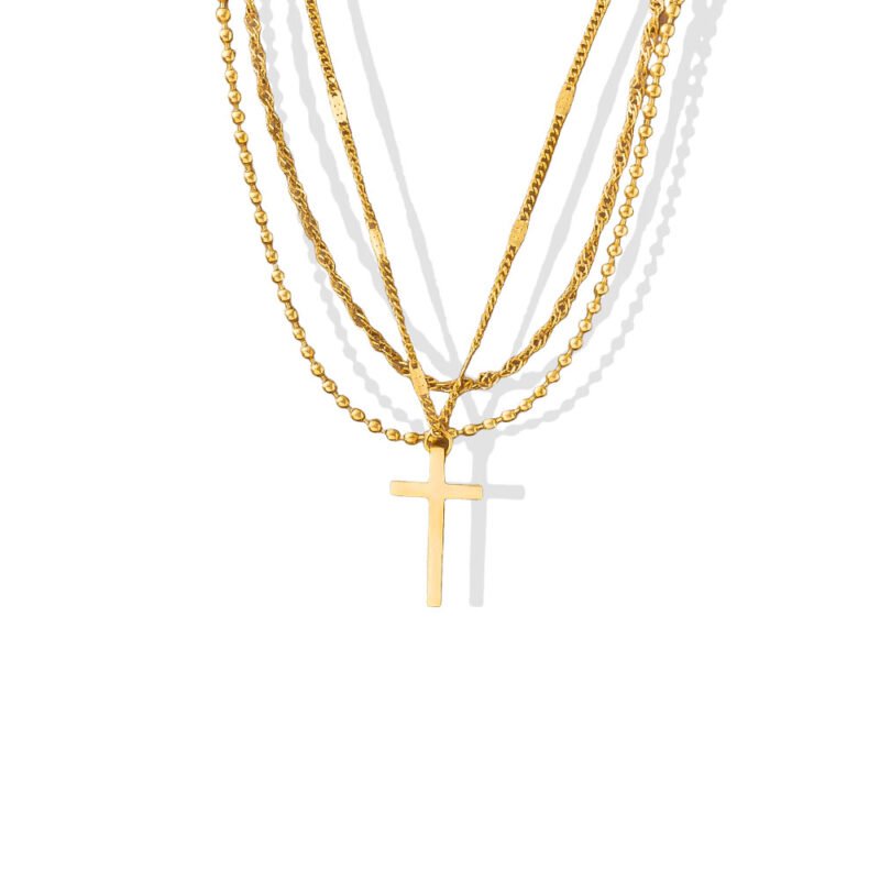 Gold Cross Layered Necklace