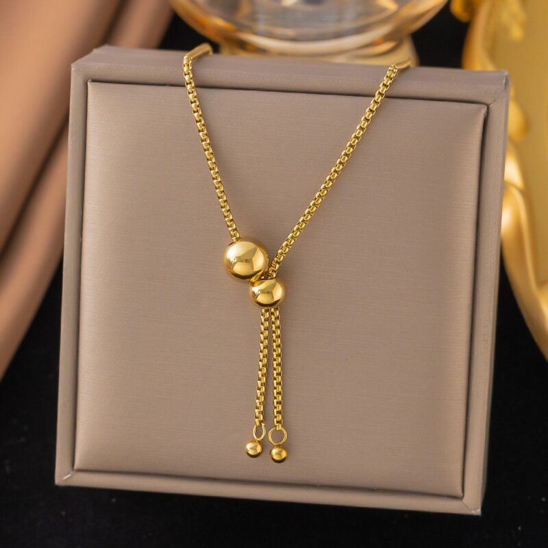 Gold Lariat Slider Necklace