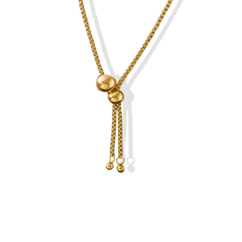 Gold Lariat Slider Necklace