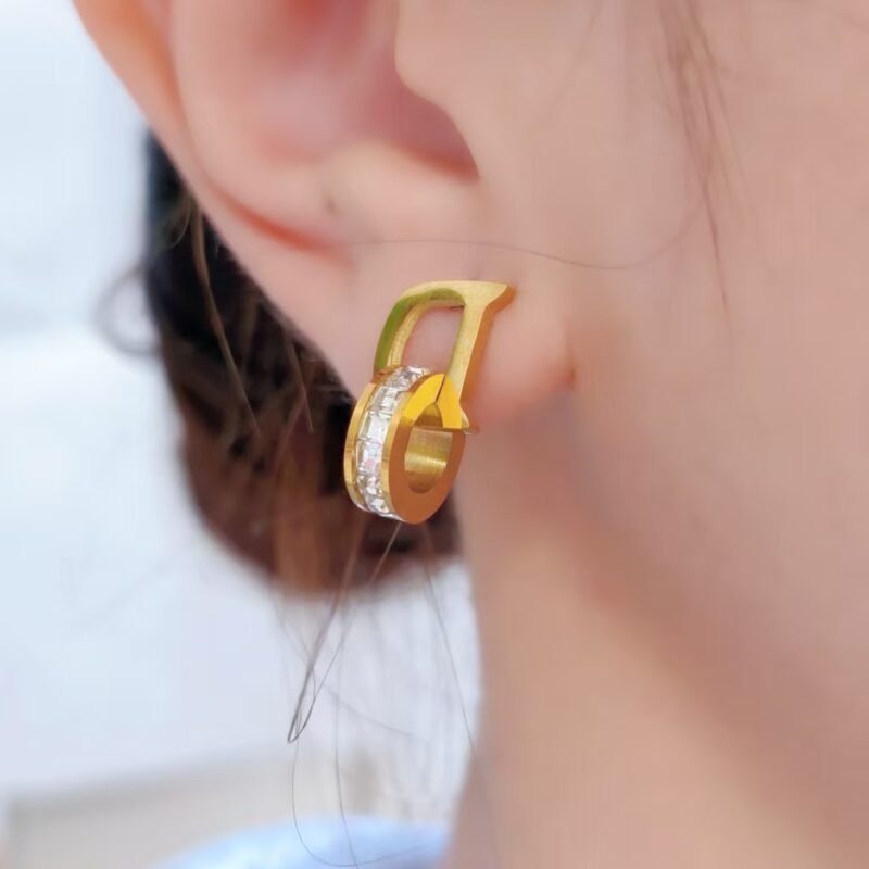 Gold Letter D Stud Earrings
