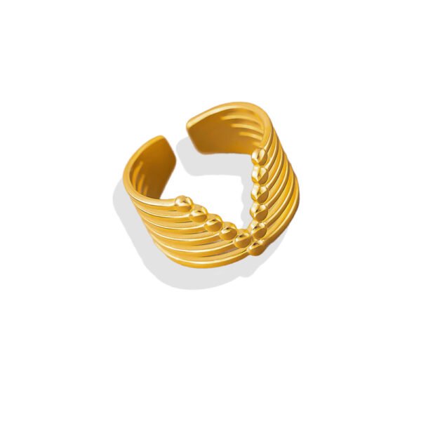 Gold Multi-Ridge Open Cuff Ring