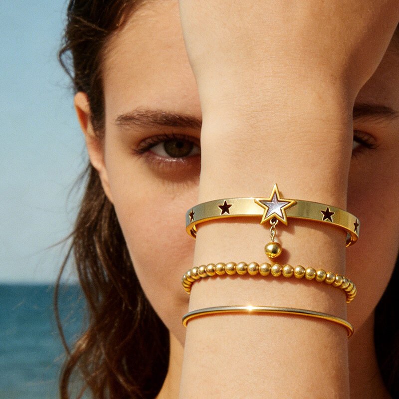 Gold Star Bangle Bracelet