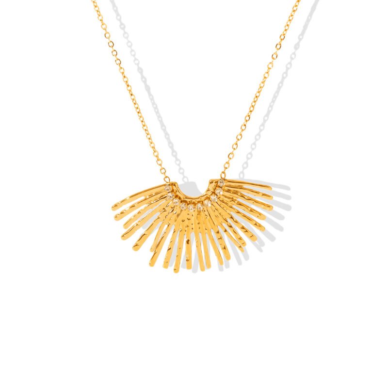Gold Sunray Wing Necklace