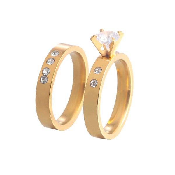 Minimalist Solitaire Couple Ring Set
