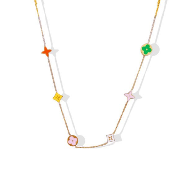 Multicolor Clover Station Necklace