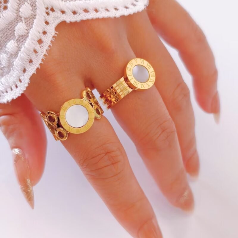 Roman Numeral Wide Band Ring