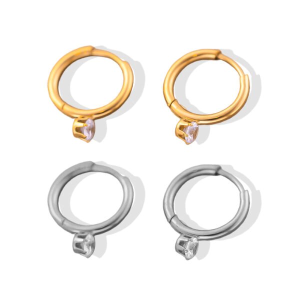 Single Zircon Drop Huggie Hoops