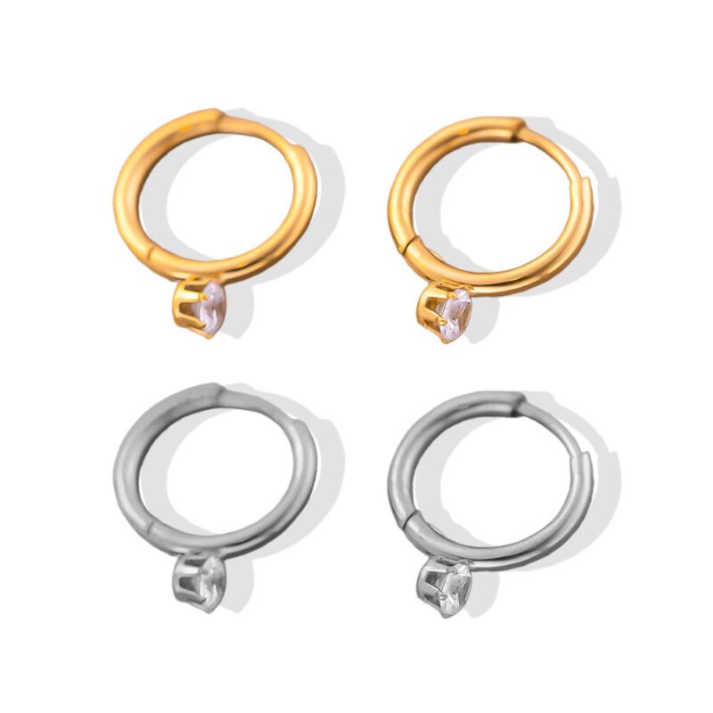 Single Zircon Drop Huggie Hoops
