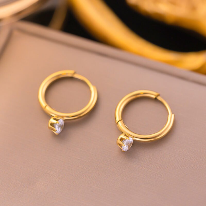 Single Zircon Drop Huggie Hoops