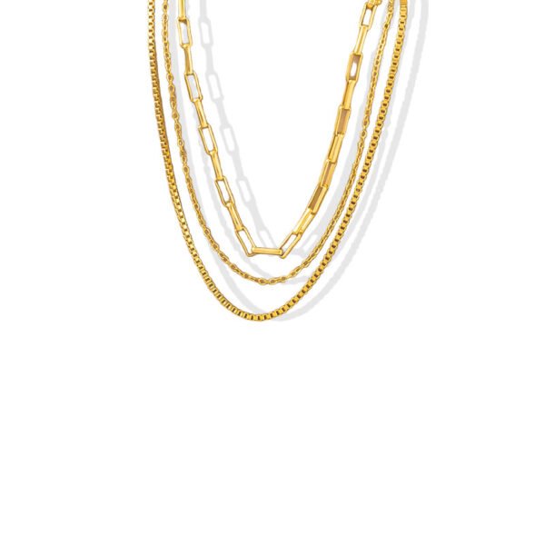 Triple Gold Chain Layered Necklace