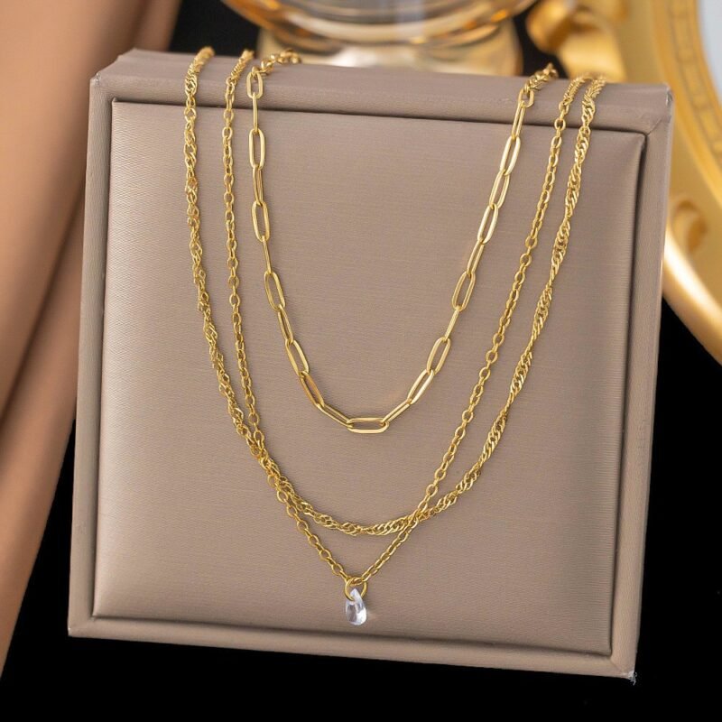 Triple Layer Gold Chain Necklace