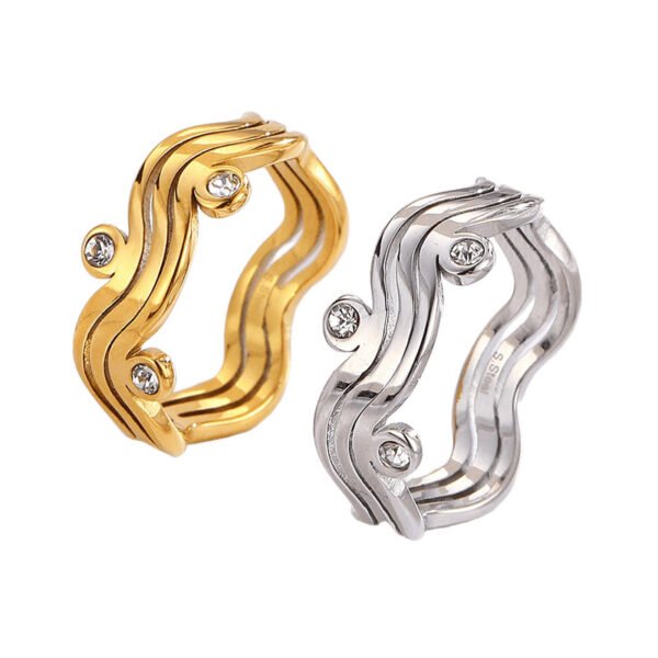Triple Wave Zircon Ring