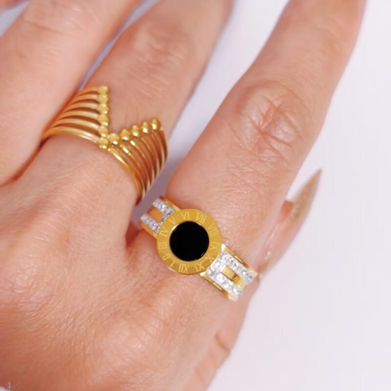Black Onyx Roman Numeral Ring