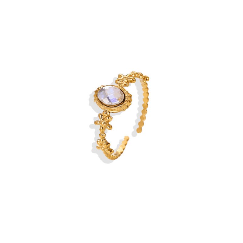 Aurora Zircon Halo Floral Vine Band Open Ring