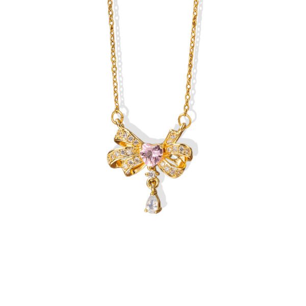 Bow Ribbon Heart Necklace