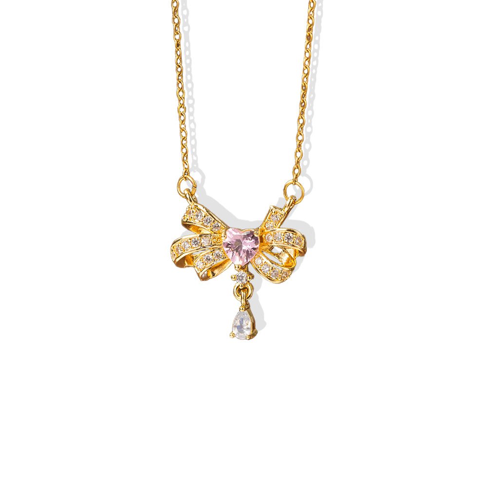 Bow Ribbon Heart Necklace