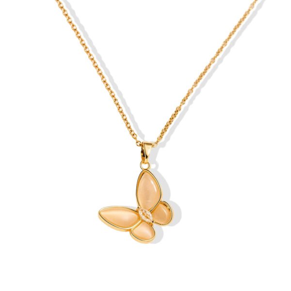 Cat Eye Butterfly Pendant Necklace