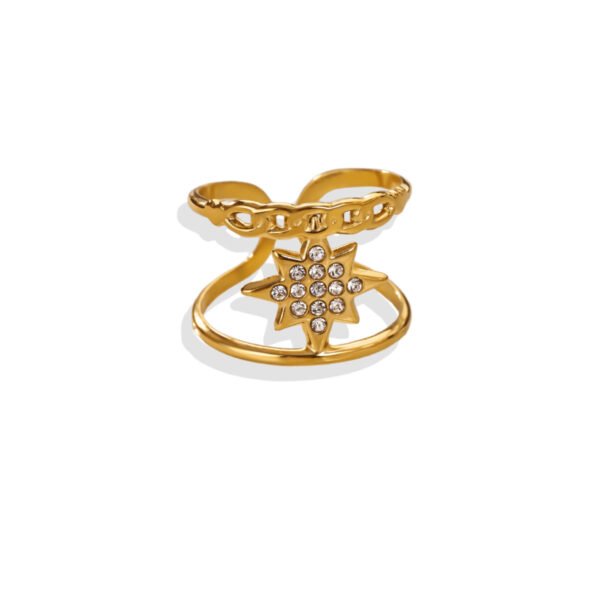 Celestial Zircon Sunburst Double Band Cuff Ring