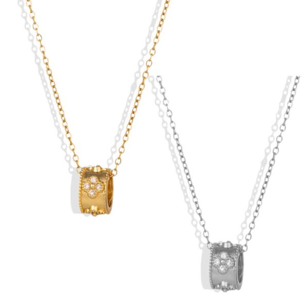 Clover Roller Ring Pendant Necklace